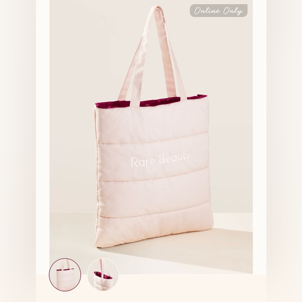 NWT Rare Beauty by Selena Gomez Puffy Tote Bag with R keychain